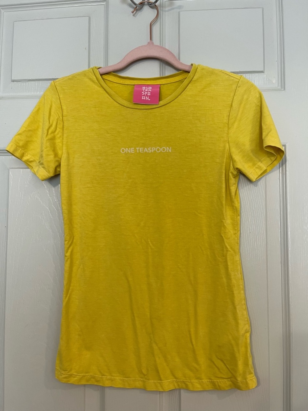 One Teaspoon Women’s Bright Yellow Logo Tee Small